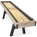 GoSports Premium 9 ft Shuffleboard Table with 8 Pucks Shuffleboard Wax and Brush ...