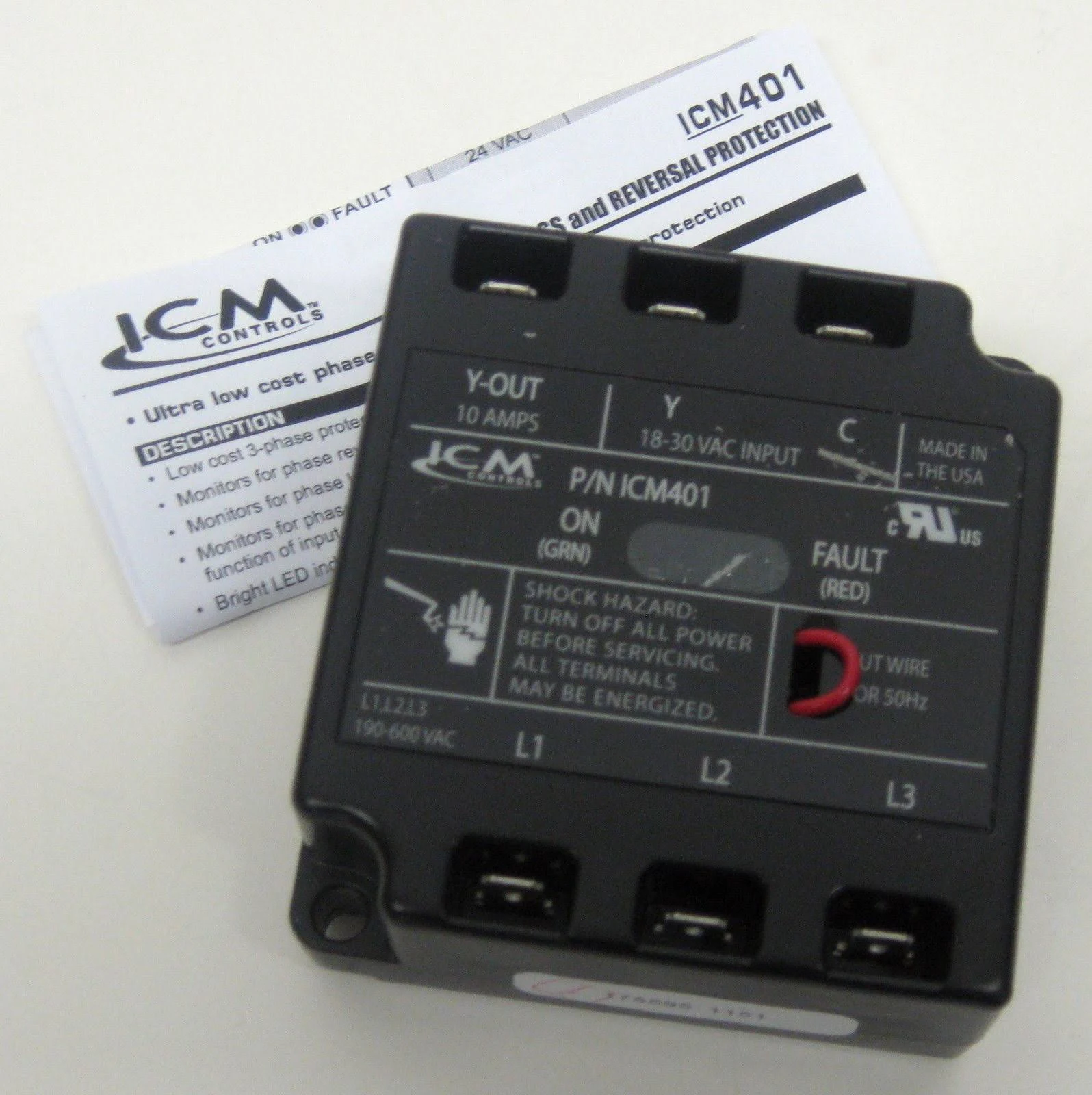 ICM Controls ICM401 Three-Phase Line Voltage Monitor Offering Protection Against Phase Loss/Reversal and Unbalance; 50/60 Hz, 190-600 VAC (18-30 Control VAC)