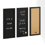 Martha Stewart Everette 18" x 24" Cork Board, Chalk Board, Letter Board Set with Included Push Pins, Magnets, Liquid Chalk, Letters, White Woodgrain Frame