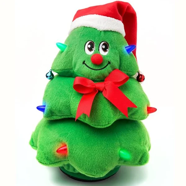 Cuddle Barn - Rockin' Reggie | Animated Christmas Tree Stuffed Plush Toy, Spins and Lights Up to Rockin' Around The Christmas Tree, 11 Inches