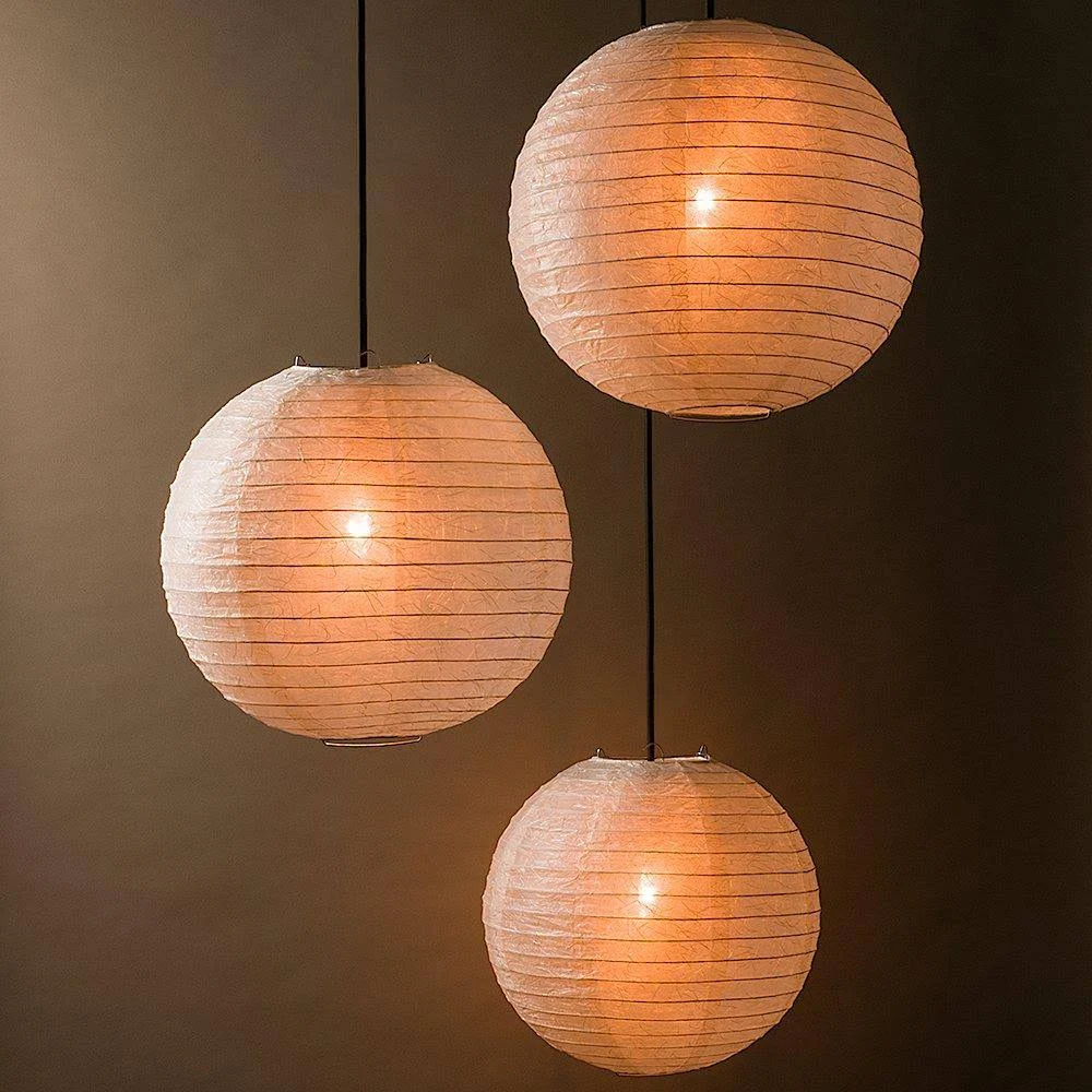 3-Pack 12" Phoenix Feather Japanese Kozo Unryu Fibrous Paper Lantern Shade