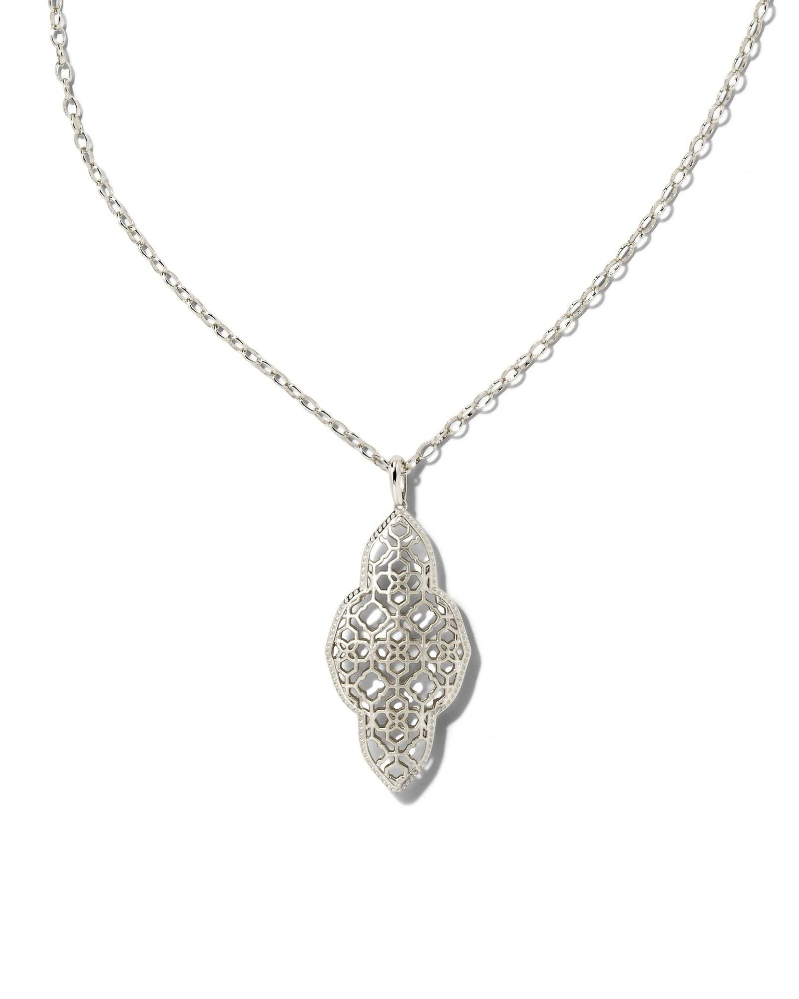 Abbie Long Pendant Necklace in Silver