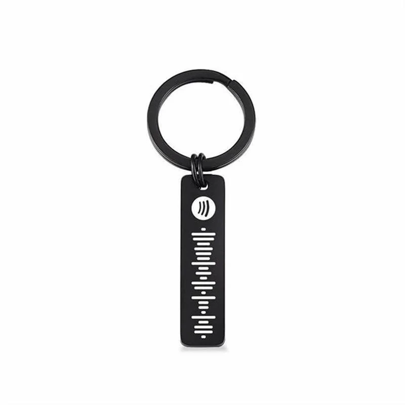 Scannable Spotify Code Custom Music Song Keychain for Boyfriend Black