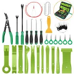 GOOACC 40Pcs Trim Removal Tool,Auto Terminal Removal Key Tool,Auto Clip Pliers Stereo Removal Tools,Car Upholstery Repair Removal Kit,Precision Hook and Pick Set,Wiring Threader,Car Film Scrape-Green