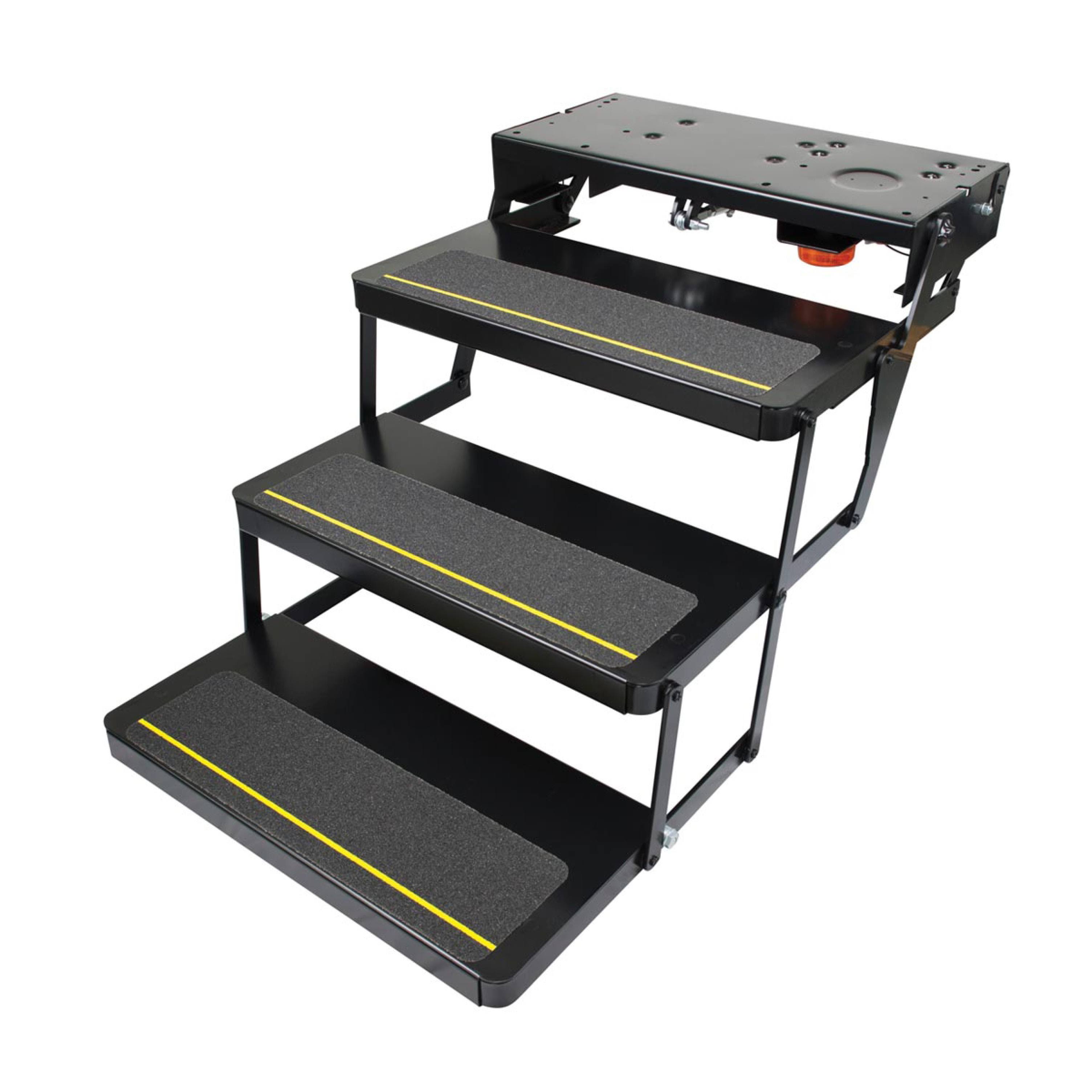 Kwikee 25 Series Triple 12V Electric RV Step Assembly, 8" Rise, 300 lbs. Heavy-Gauge Steel, Logic Control Unit, Power Switch Kit, Anti-Slip Steps, Travel Trailers, 5th Wheels, Campers - 3658373