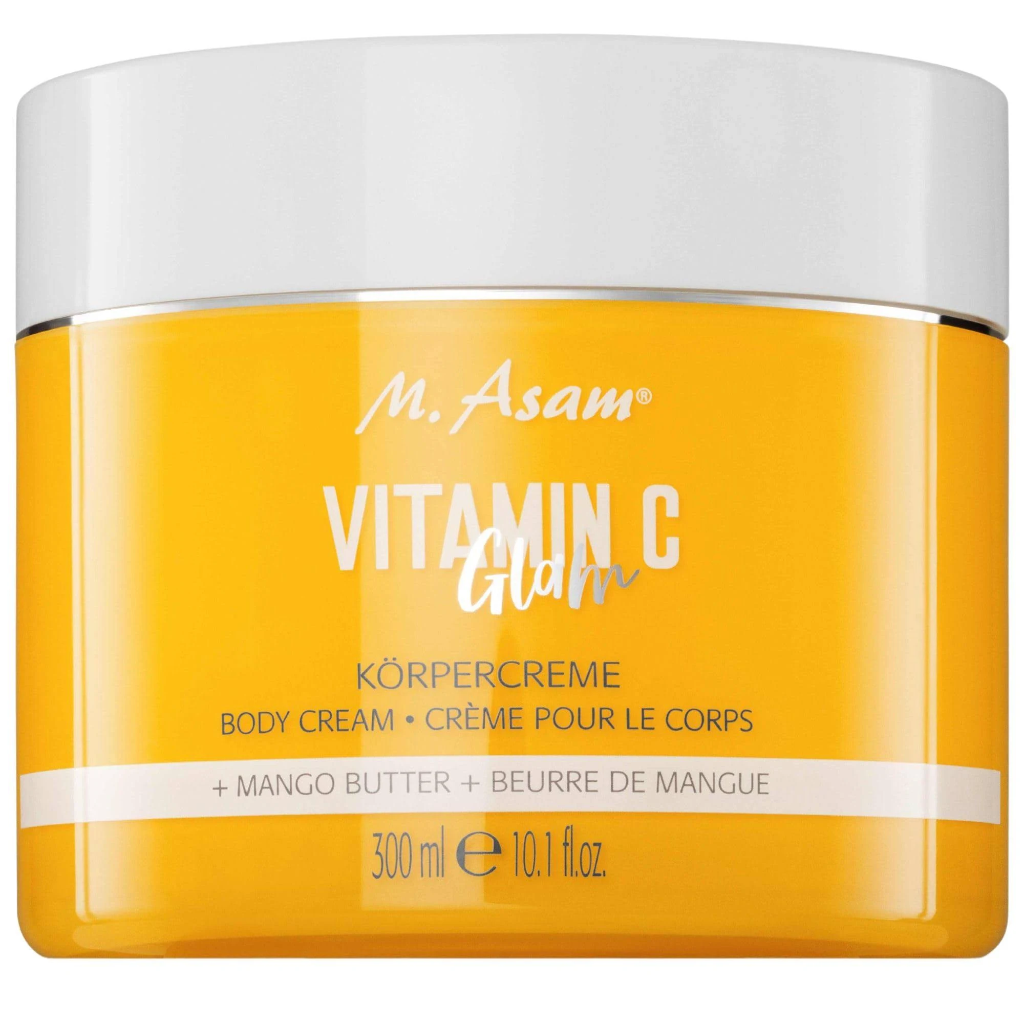 M. Asam Vitamin C Glam Körpercreme (300ml) – Feuchtigkeitsspendende & schützende Körperpflege für streichelzarte Haut dank Mangobutter & Maracujaöl, festigt & regt Kollagenbildung an