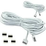 RGBZONE 2 Pack 5M 16.4ft Extension Cable Connect Female Plug to SMD 5050 RGB LED Strip Light with Free 4pcs 4pin Connectors