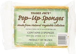 Trader Joe's Pop up Sponges Made From Natural Vegetable Cellulose 12 Sponges, 1 Pack