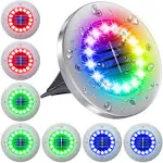 Solar Lights Outdoor with 16 LEDs 8 Pack Bright Multi Color Solar Ground Lights 