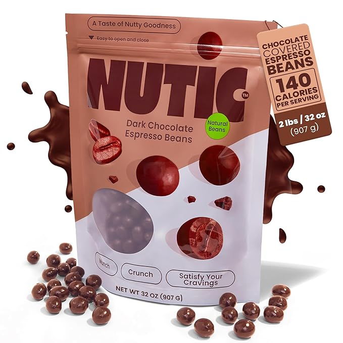 Nutic Gourmet Dark Chocolate Covered Espresso Beans | Roasted Chocolate Coffee ...