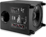 PyleUsa Active Down Firing Subwoofer - 10 Inches, Ported Design with High-to-Low Input Level Controller, Invisible Down-Firing Speaker, Color Black, Built-in Convenience - PSUB10A