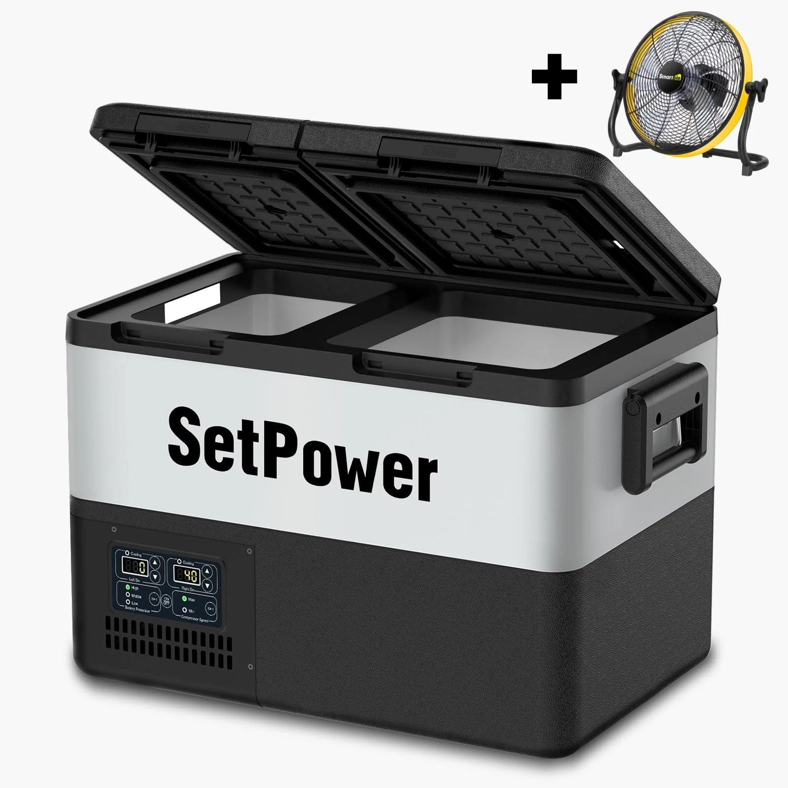 Setpower PT35 12V Portable Car Refrigerator Freezer, Dual Zone, with AC Adapter, 39.12 lb