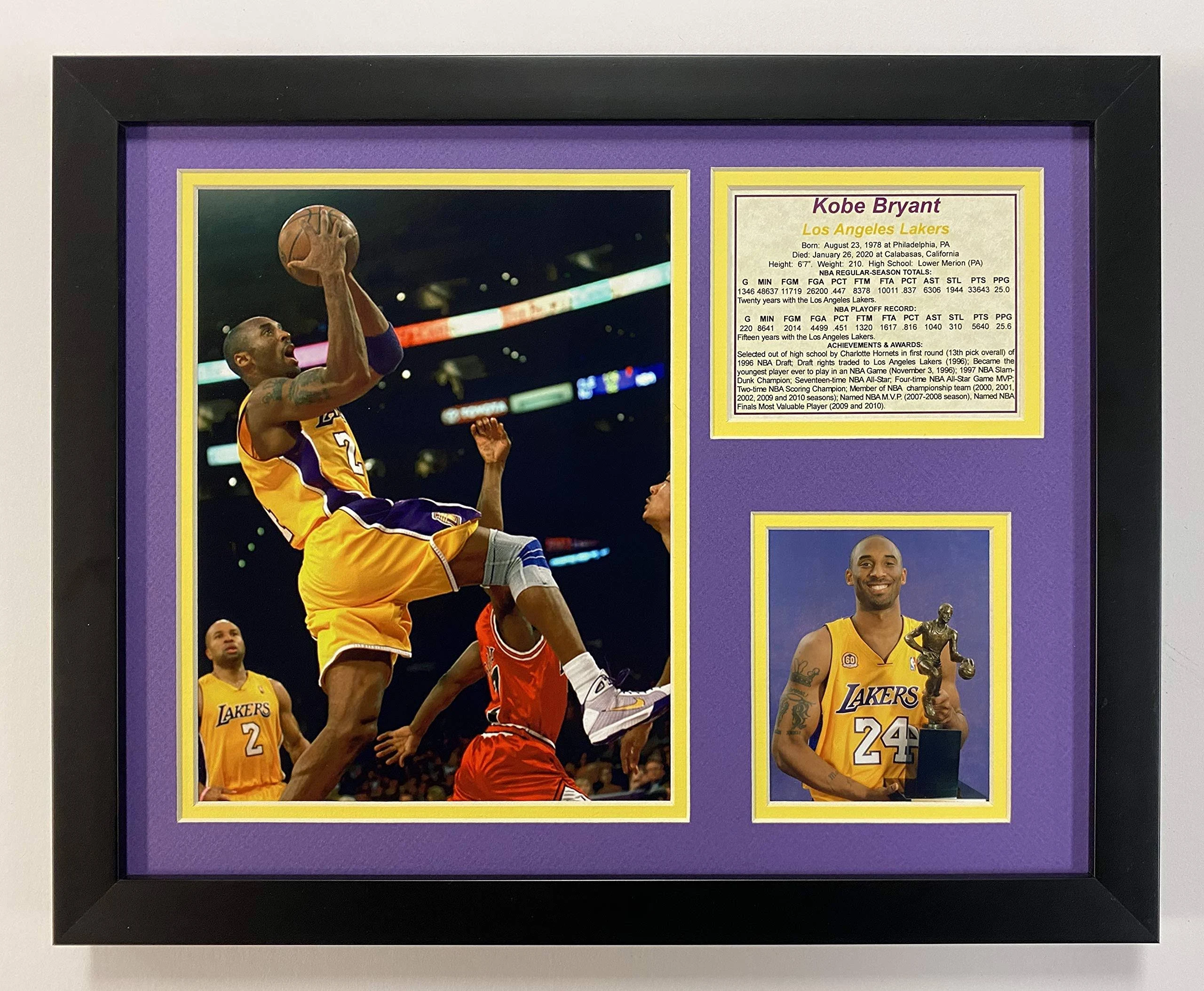 Legends Never Die "Kobe Bryant Gold Jersey Framed Photo Collage, 11 x 14-Inch, Black