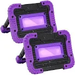 Rechargeable Black Light, Battery Powered Blacklight, Cordless 395nm Ultraviolet Flood Light for Neon Glow Party,Halloween,Body Painting,2 Packs