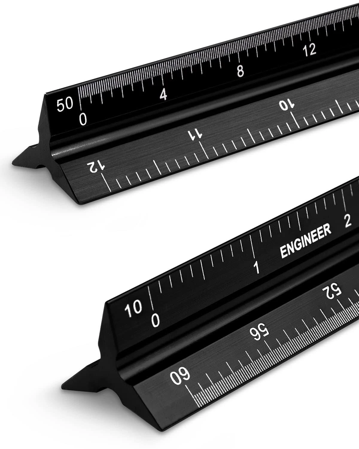 Engineer Scale Ruler 2 Pack 12-Inch Triangular Ruler Metal Engineer 2 Packs