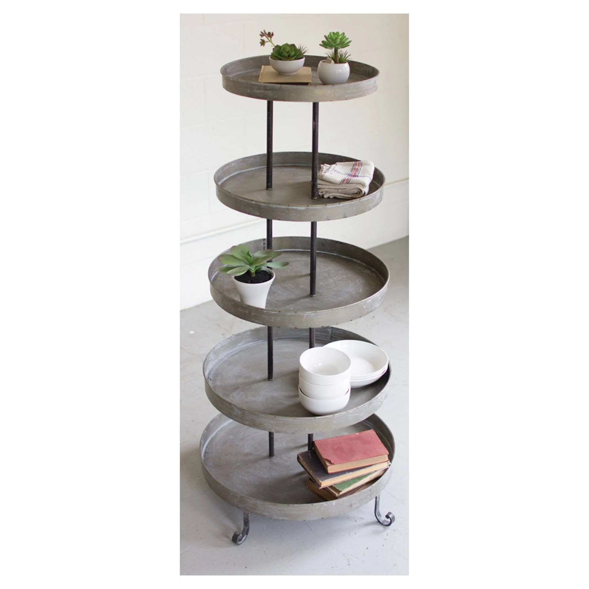 KALALOU CLL1244 Five Tiered Round Metal Display Tower