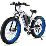 SZTPS 26\" Electric Mountain Bike 750W 48V 13Ah Removable Battery 21-Speed Fat Tire Blue