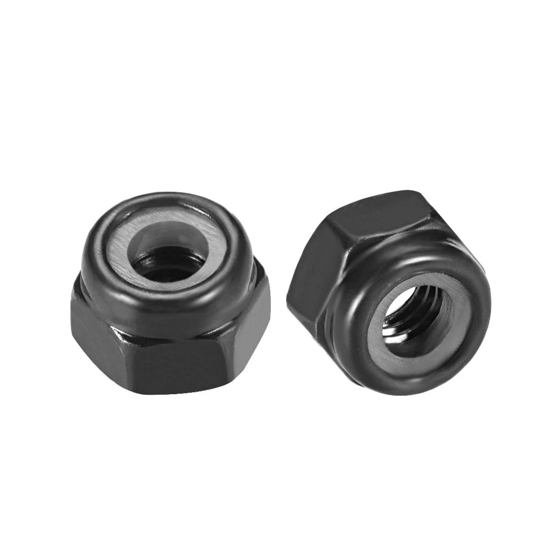 uxcell Hex Lock Nuts - M4 x 0.7mm Carbon Steel Nylon Insert Self-Locking Nuts for Fasteners, 50Pcs Black