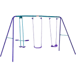 Outsunny Kid's Swingset with Glider, Features Swing SEATS and Adjustable Height, Size: 110.25L x 55W x 69.25H, Purple