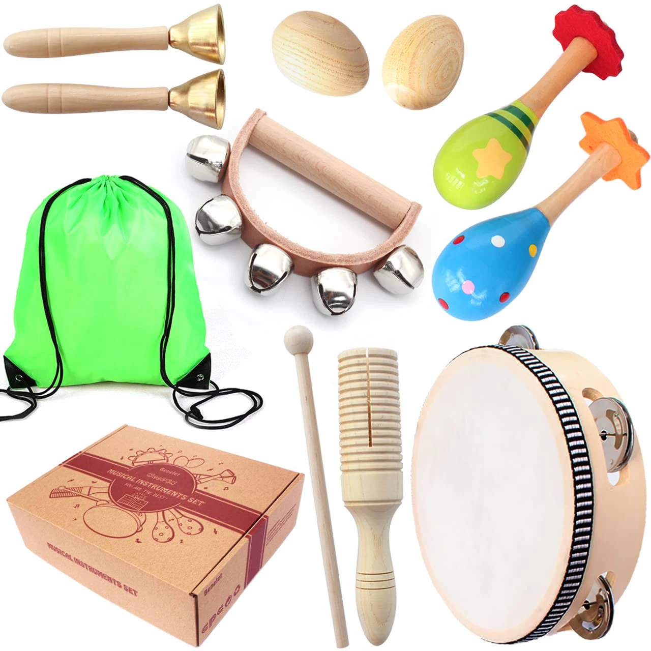 Benelet Wooden Musical Instruments Set for Children Safe and Friendly Natural ...