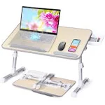 Slendor Laptop Desk Adjustable Laptop Stand Foldable Bed Table Portable Lap Desk Folding Notebook Stand Reading and Writing Holder Breakfast Tray with Drawer and Cooling Fan for Bed Couch Sofa Floor