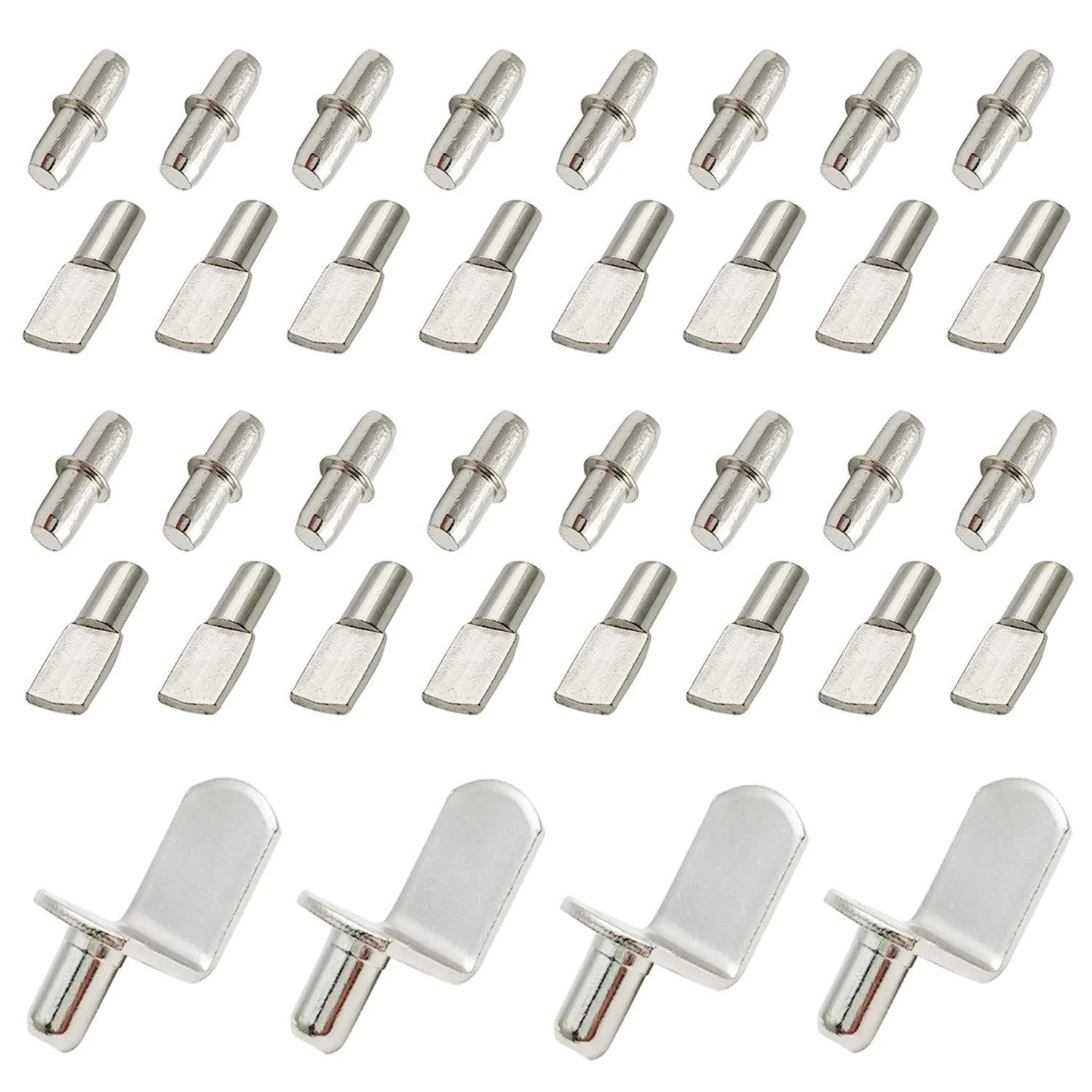 60 Pieces Shelf Bracket Pegs Stainless Steel Shelf Pins Support, Nickel Plated Shelf Pins, 3 Styles