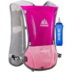 AONIJIE 5L Outdoor Sport Multifunctional Camping Backpack Cycling Running Climbing Hiking Hydration Vest Pack with 500ml Soft Flask (Rose)