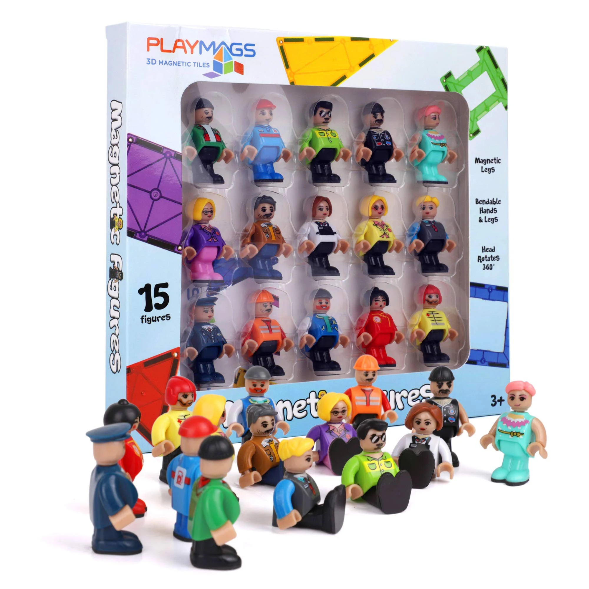 Playmags Magnetic Figures - Community Figures Set of 15 Pieces.