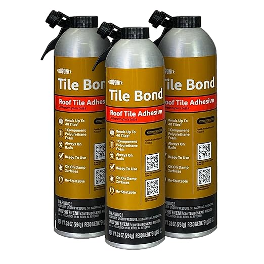 Roof Tile Adhesive - 28 oz Can with Reusable Straw, Pack of 3. Moisture Cured, Polyurethane, One Component, Minimal Expanding Foam Adhesive for Clay and Roof Tiles