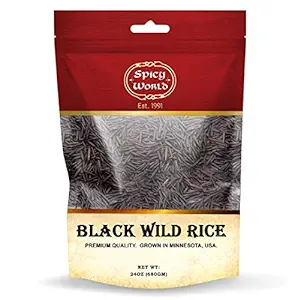 Spicy World Minnesota Grown Black Wild Rice 24oz Bag (1.5LB) | Premium Quality | All Natural, Hearty Grain with Rich Flavor | Perfect for Rice Dishes & Recipes