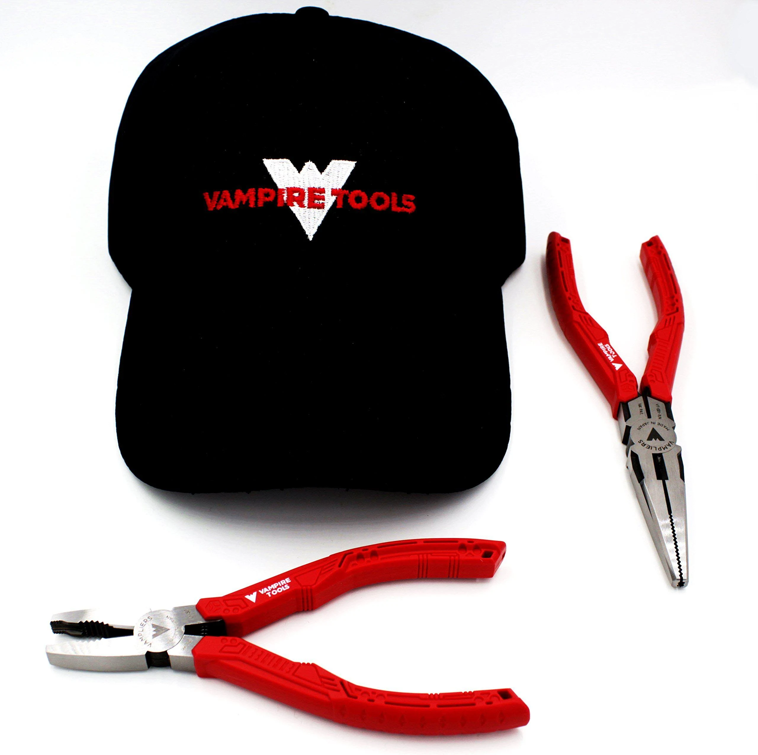 VamPLIERS 2 PC Set Specialty Screw Extraction Pliers, 6.25", 7.5" Long Nose Specialty Screw Extraction Pliers + Vampire Tools Cap