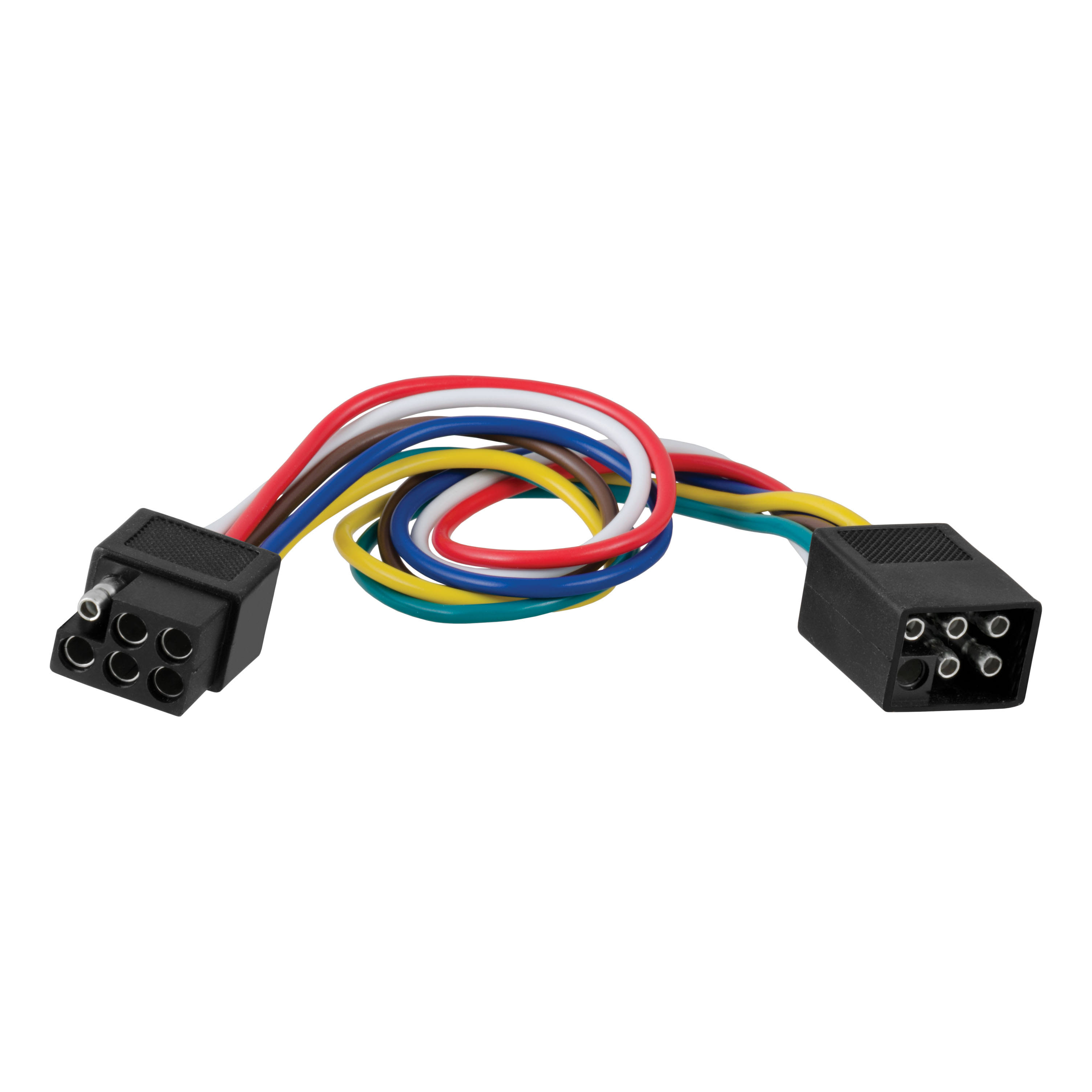 CURT 58034 Vehicle-Side and Trailer-Side 6-Pin Square Wiring Harness Connectors with 12-Inch Wires