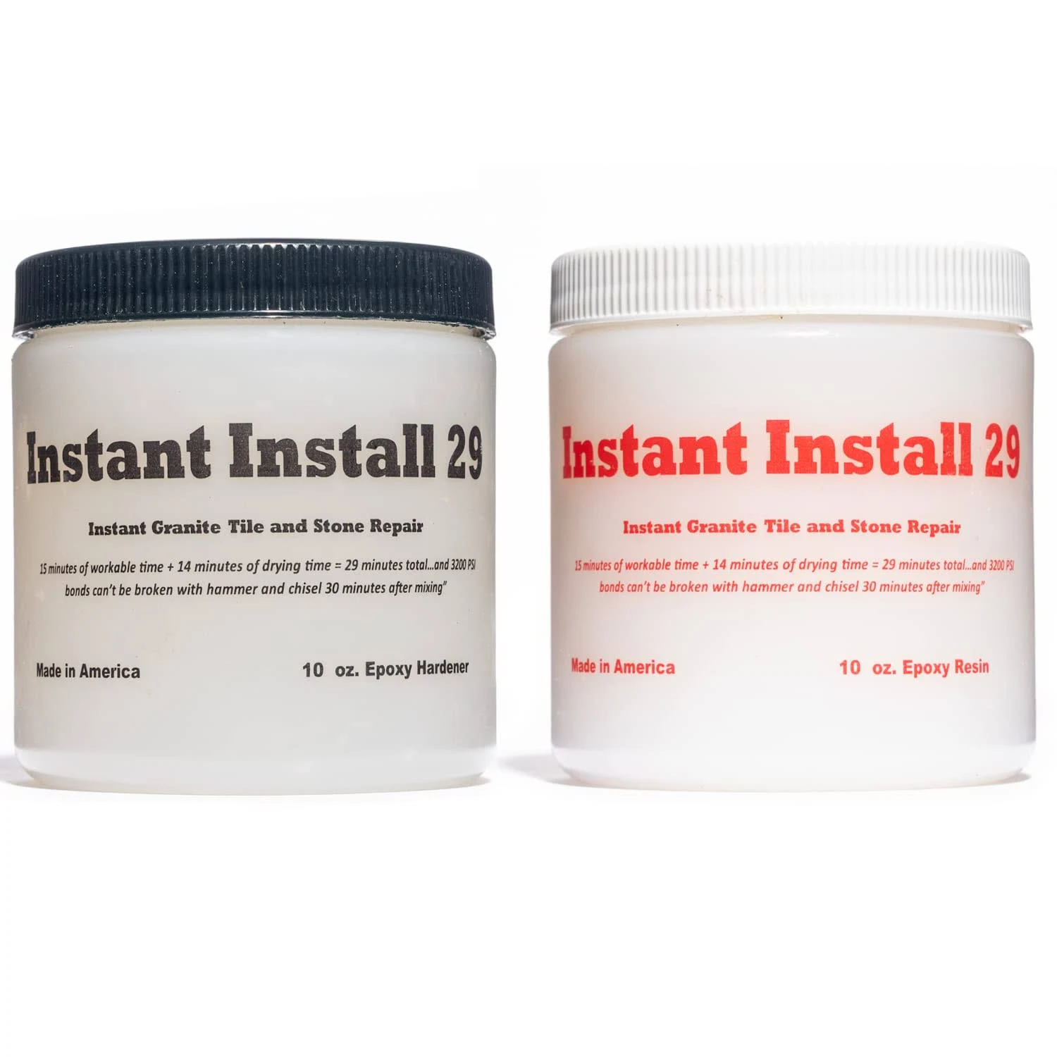 Epox-Sci Instant Install 29– Permanent Granite Tile Marble Quartz Corian Porcelain Stone Repair Epoxy 20 oz – Broken/Chips/Cracks – Reattaches/