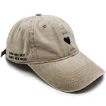 Atticus Poetry, Heart – Love Her But Leave Her Wild - Dad Hat, Embroidered Beige Distressed Brushed Cotton Women’s Baseball Hat, Adjustable One size(