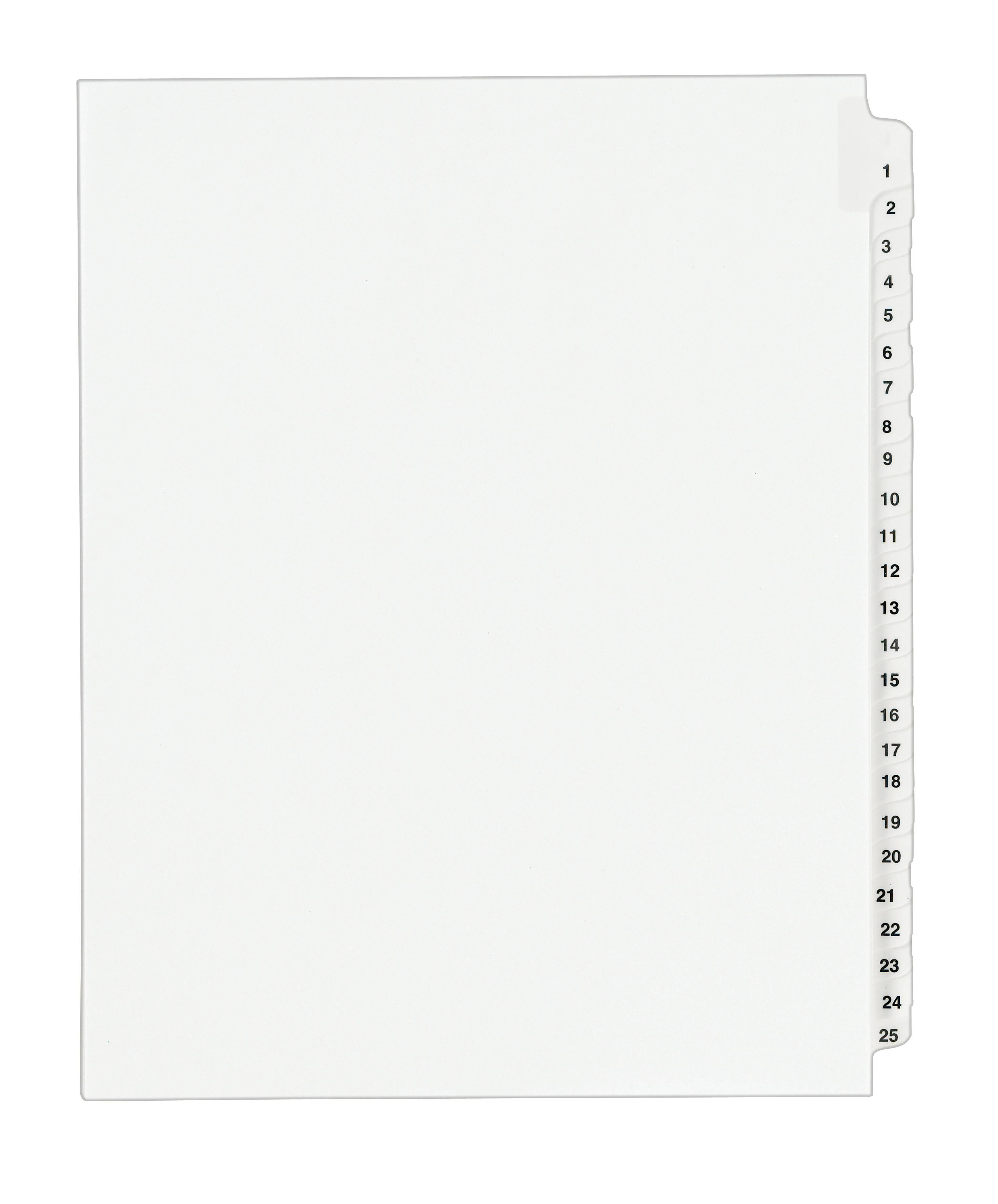 Avery 01330 Avery-Style Legal Exhibit Side Tab Divider, Title: 1-25, Letter, White