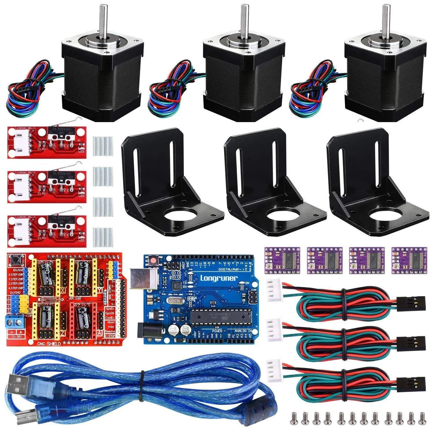 Longruner Nema 17 Stepper Motor Professional 3D Printer CNC Kit with ArduinoIDE ...