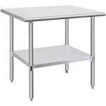 Hally Stainless Steel Table for Prep & Work 30 x 36 Inches, NSF Commercial Heavy Duty Table with Undershelf and Galvanized Legs for Restaurant, Home and Hotel