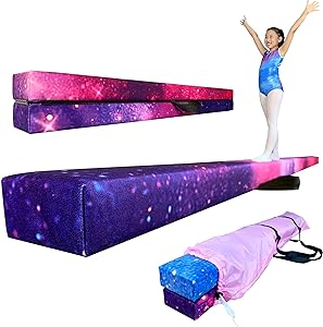 8FT Folding Balance Beam -Gymnastics Floor Beam -Gymnastics Equipment for Kids,Wood core- Anti-Slip Bottom and Carrying Bag for Home