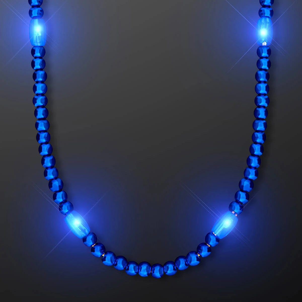 FlashingBlinkyLights Blue Light Up LED Mardi Gras Bead Necklace