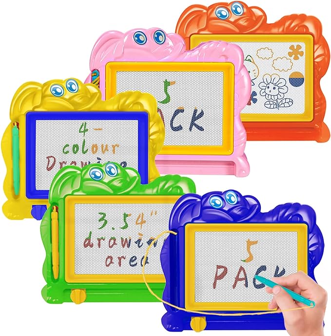 Hymaz 5 Pcs Mini Magnetic Drawing Board for Kids,Colorful Doodle Drawing Board for Toddlers 1-3, Erasable Doodle Board Tablet Writing Pad for Boys Girls Classroom Rewards Party Favors Bag Stuffers