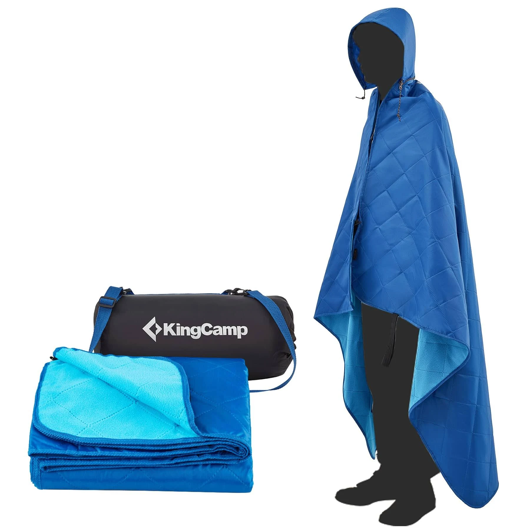 KingCamp Hooded Stadium Blanket Waterproof Camping Blanket Windproof Fleece Blanket Portable Outdoor Blanket Waterproof Picnic Blanket Wearable Hooded Blanket for Sports Concerts Park Travel Hiking