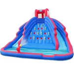 SUNNY & FUN Ultra Climber Inflatable Water Slide Park – Heavy-Duty for Outdoor Fun - Climbing Wall, Two Slides & Splash Pool – Easy to Set Up & Inflate with Included Air Pump & Carrying Case