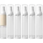 LONGWAY 1.7oz 50ml Airless Cosmetic Cream Pump Bottle Travel Size Dispenser Refillable Containers/Foundation Travel Pump Bottle for Shampoo（Pack of 6, Frosted Translucent）