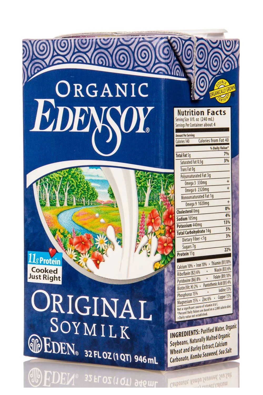 Eden Organic Edensoy Original Soymilk, Non-GMO, USA Whole Soy, Non-Dairy, Vegan, 32 oz (6-Pack)