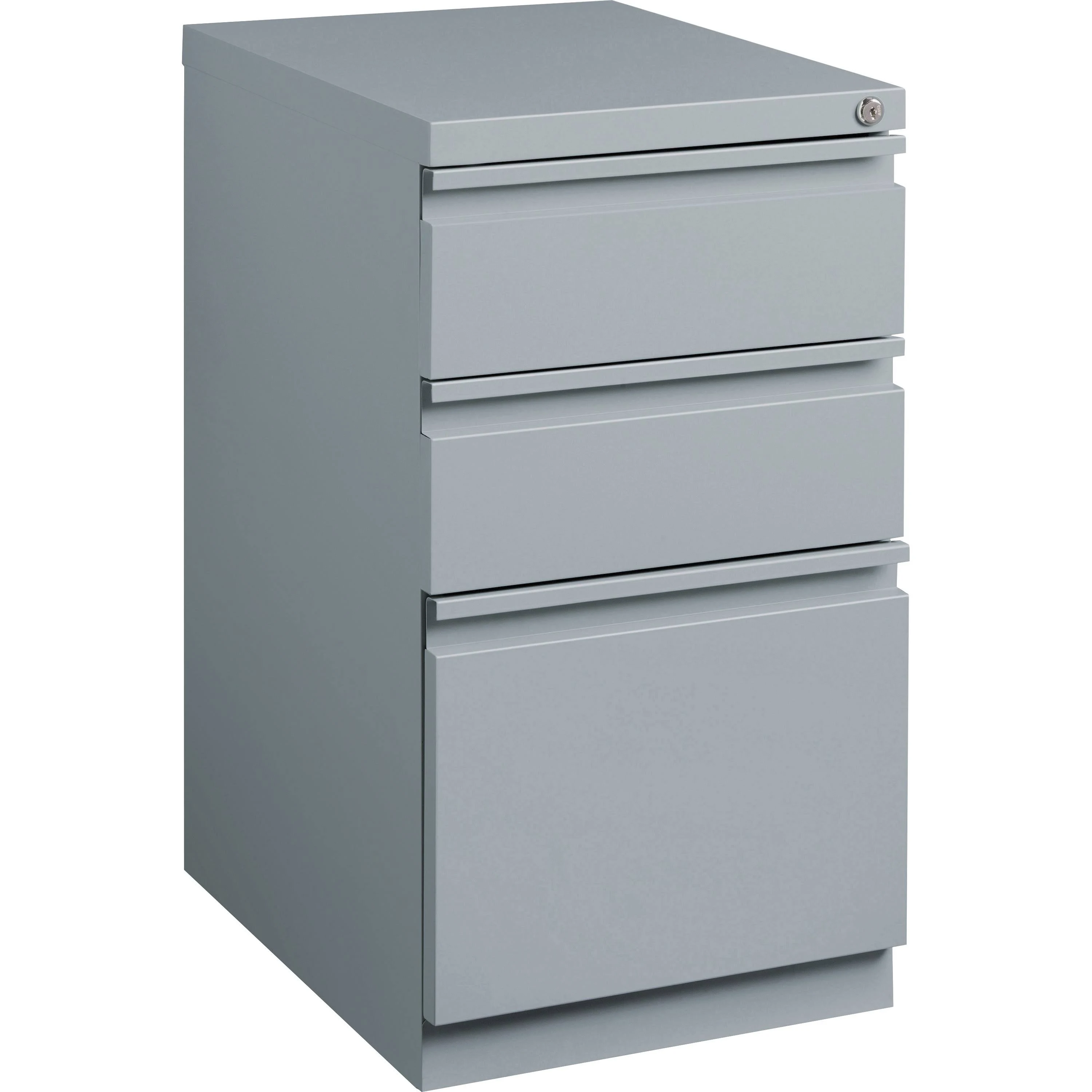 Lorell Mobile Box/Box/File Pedestal - 15 x 19.9 x 27.8 - 3 x Drawer(s) for Box, - Letter - Ball-bearing Suspension, Extension, Durable, Recessed - Gray - Steel - Recycled