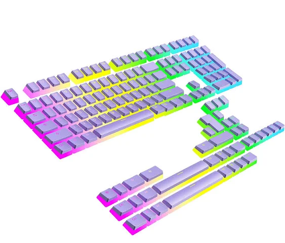 Ranked Pudding v2 PBT Keycaps | 145 Double Shot Translucent ANSI US & ISO Layout | OEM Profile for Full Size, TKL, 75%, 65% and 60% RGB Mechanical Gaming Keyboard (Lavender)