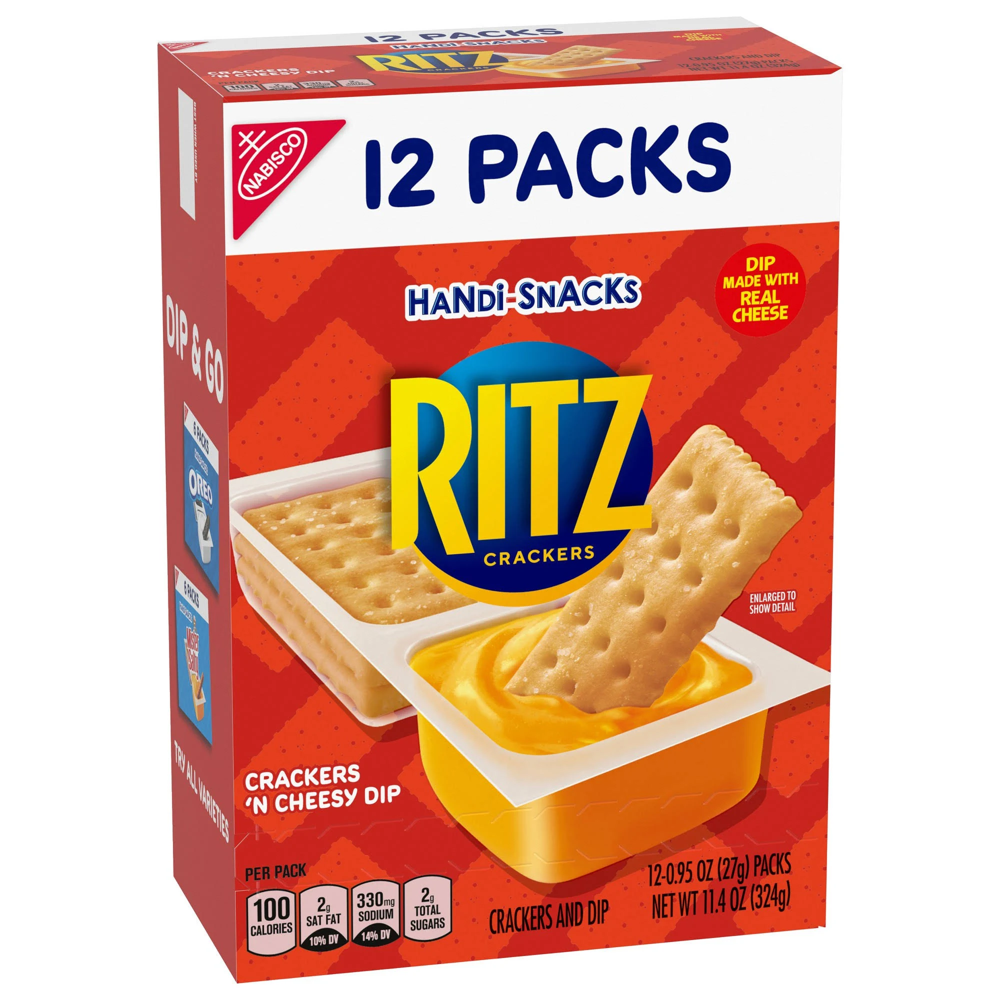 Handi-Snacks Ritz Crackers & Dip, Crackers 'N Cheesy Dip, Snack Packs - 12 pack, 0.95 oz packs