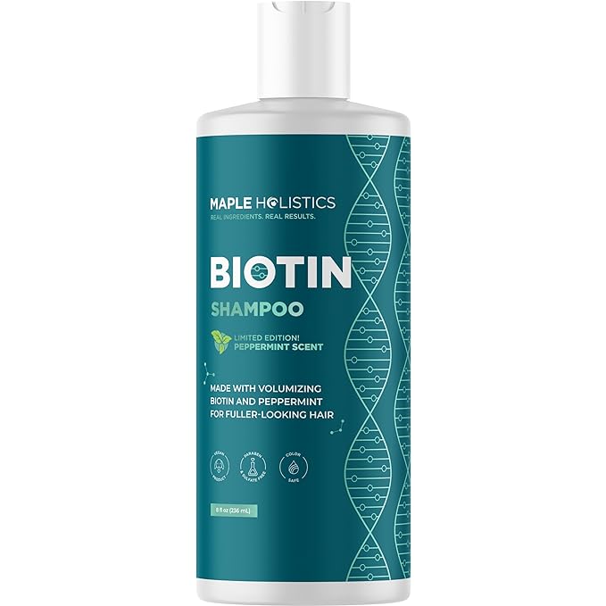 Volumizing Biotin Shampoo for Thinning Hair - Thin Hair Shampoo with Peppermint Argan and Essential Oils for Hair Care - Vegan Sulfate Free Shampoo for Damaged Dry Hair Paraben and Cruelty Free (Mint)