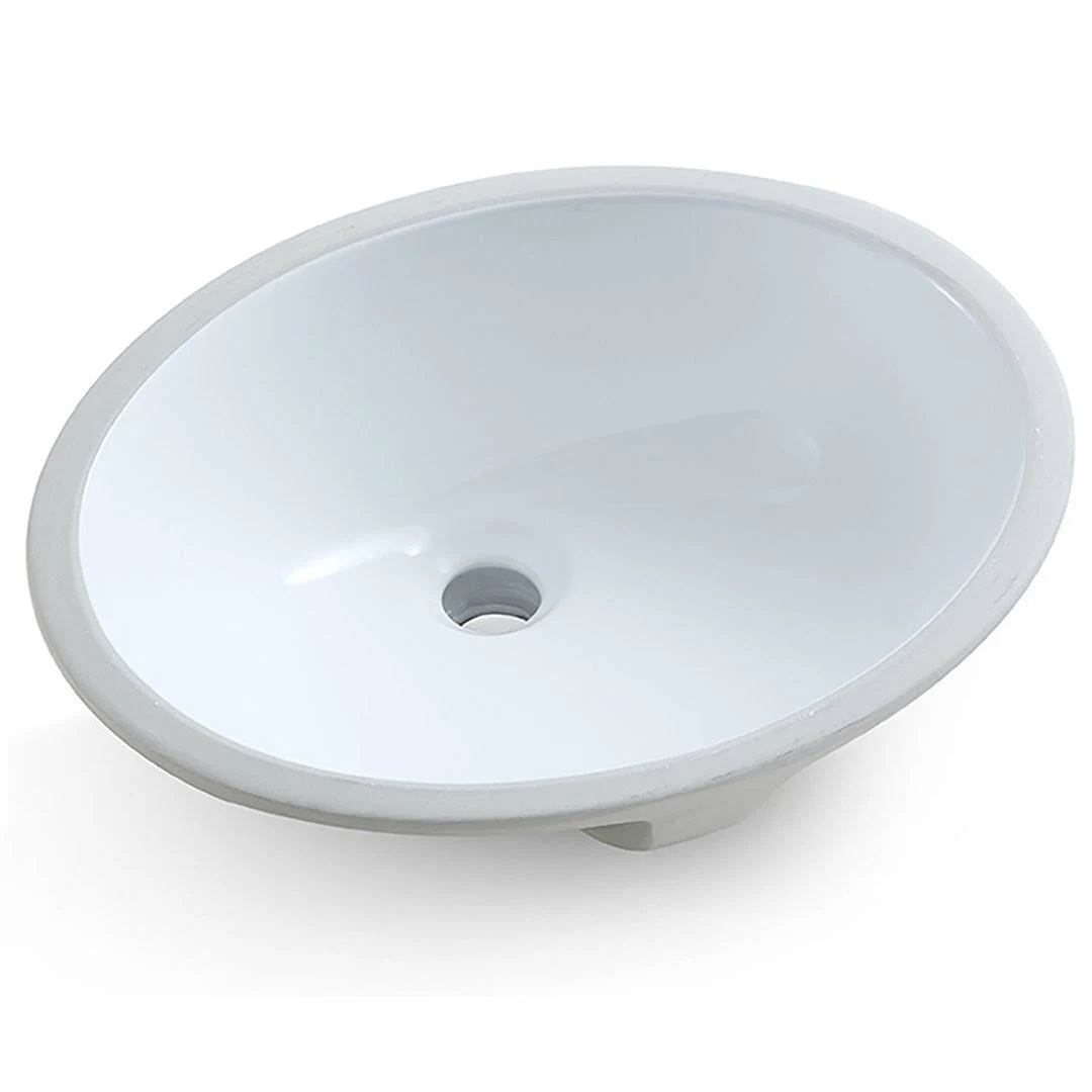 MEJE 17"x14" Oval Shape Undermount Bathroom Vessel Sink, Ceramic White Vanity Top Sink with Overflow