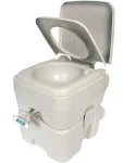 Camco Portable Toilet | Ideal for Camping, RVing, Boating, Road Trips and Other Recreational Activities | 5.3 Gallons, Gray (41541)